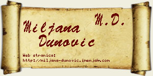 Miljana Dunović vizit kartica